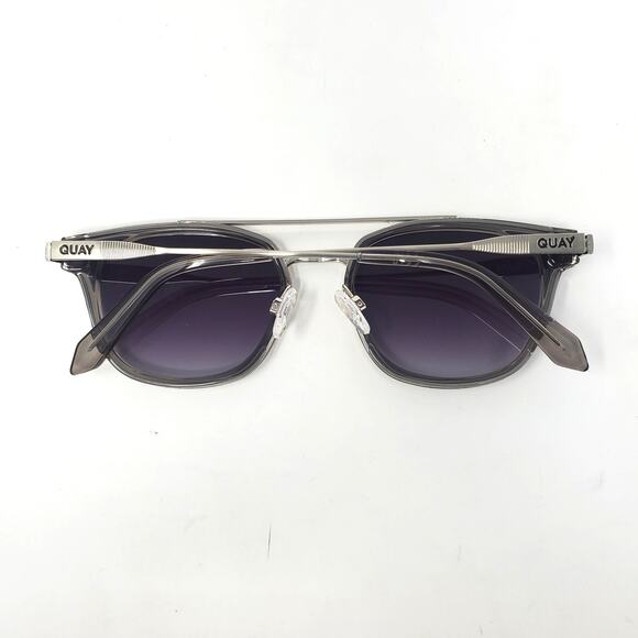 Quay Australia Getaway Smoke Sunglasses Metal Silver Gray UV Protection Womens - Picture 7 of 9